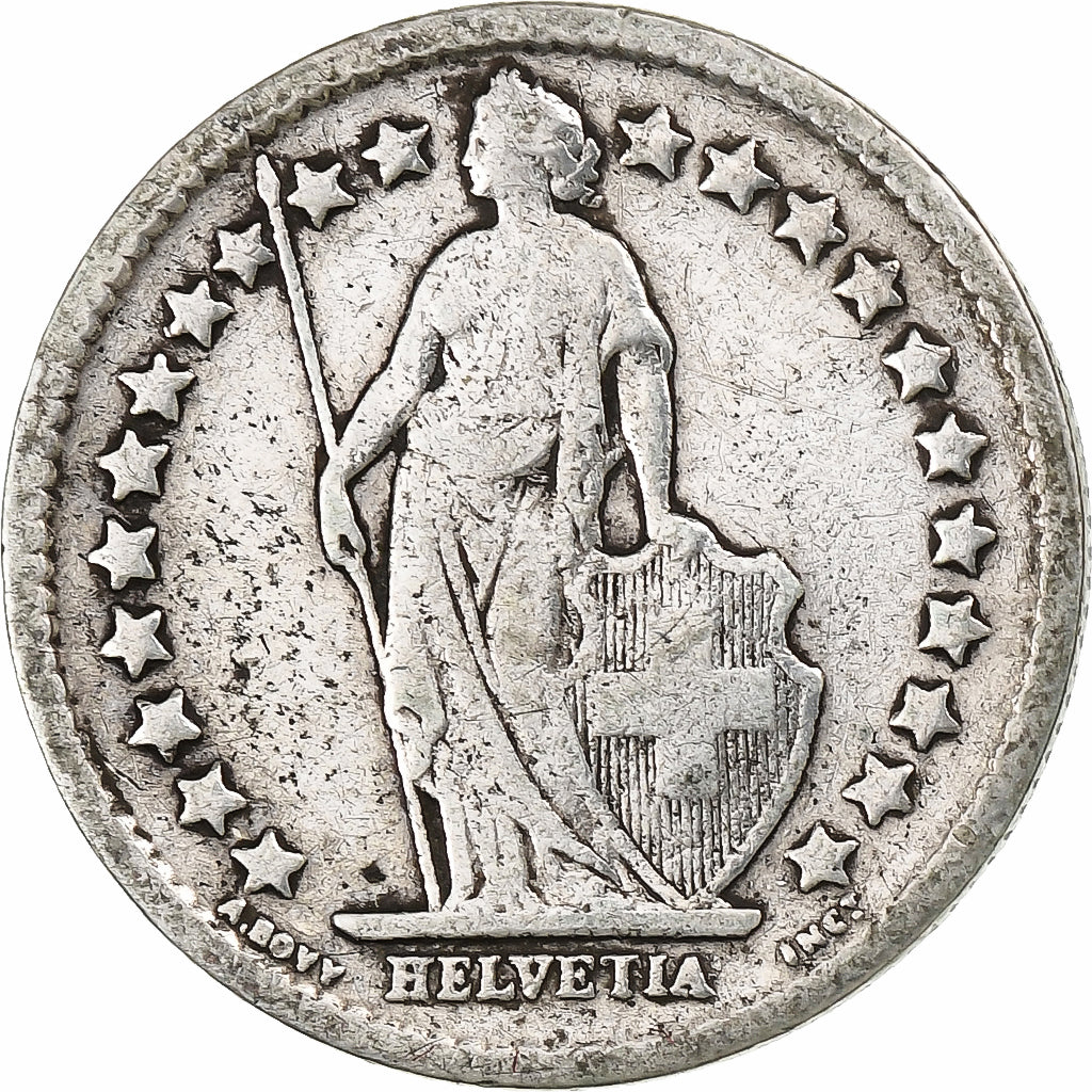 Suiza, 1/2 Franc, 1899, Bern, Plata, BC+, KM:23