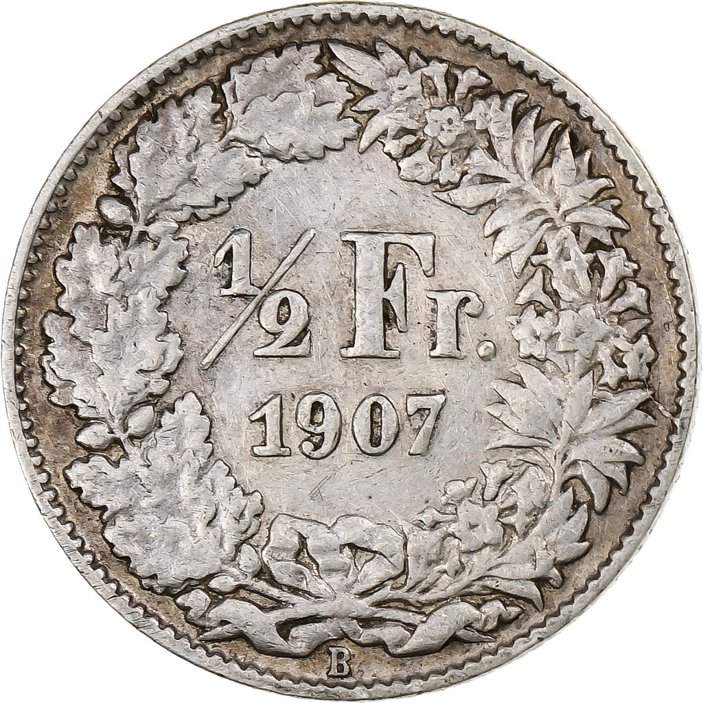 Suisse, 1/2 Franc, 1907, Bern, Argent, TB+, KM:23