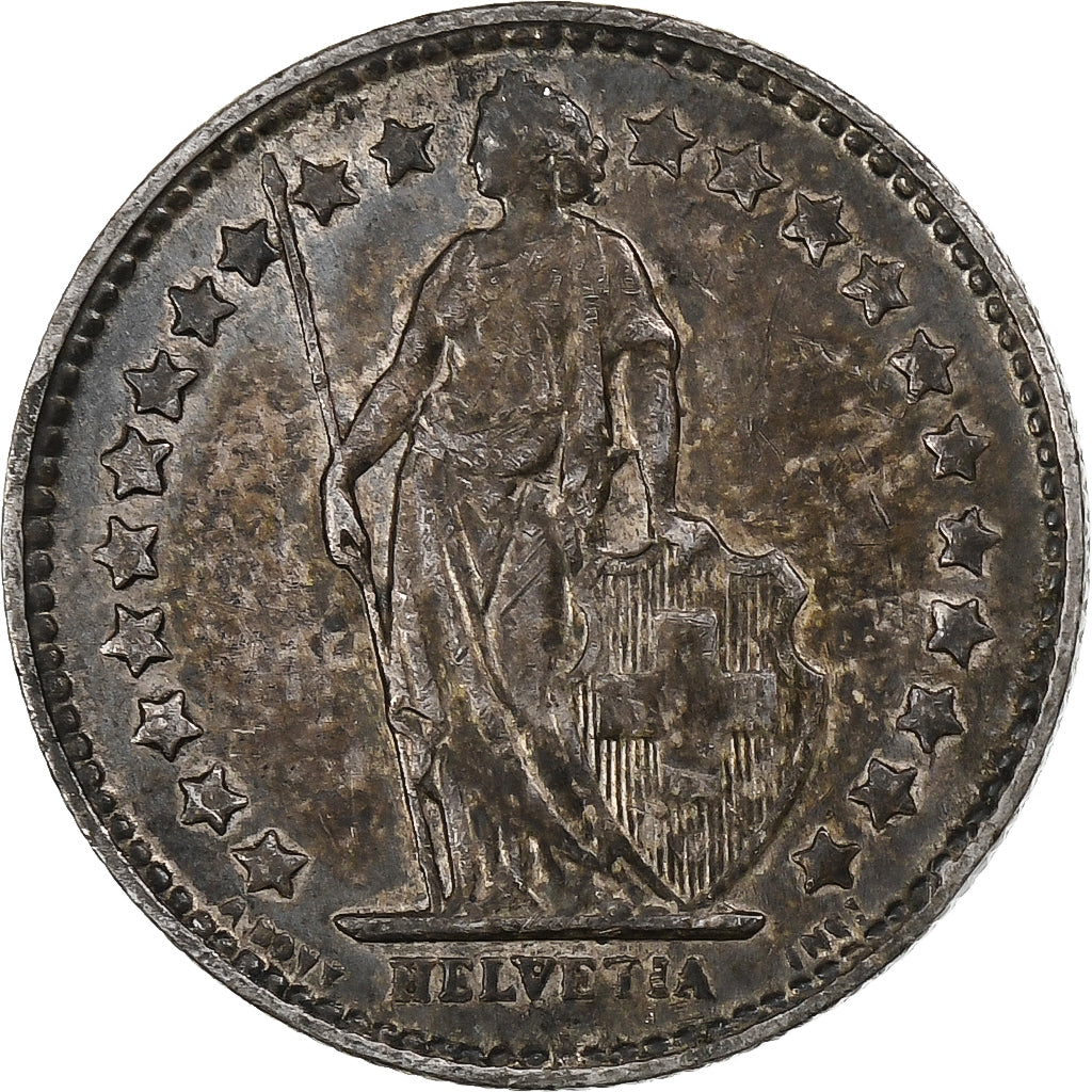 Suiza, 1/2 Franc, 1907, Bern, Plata, BC+, KM:23