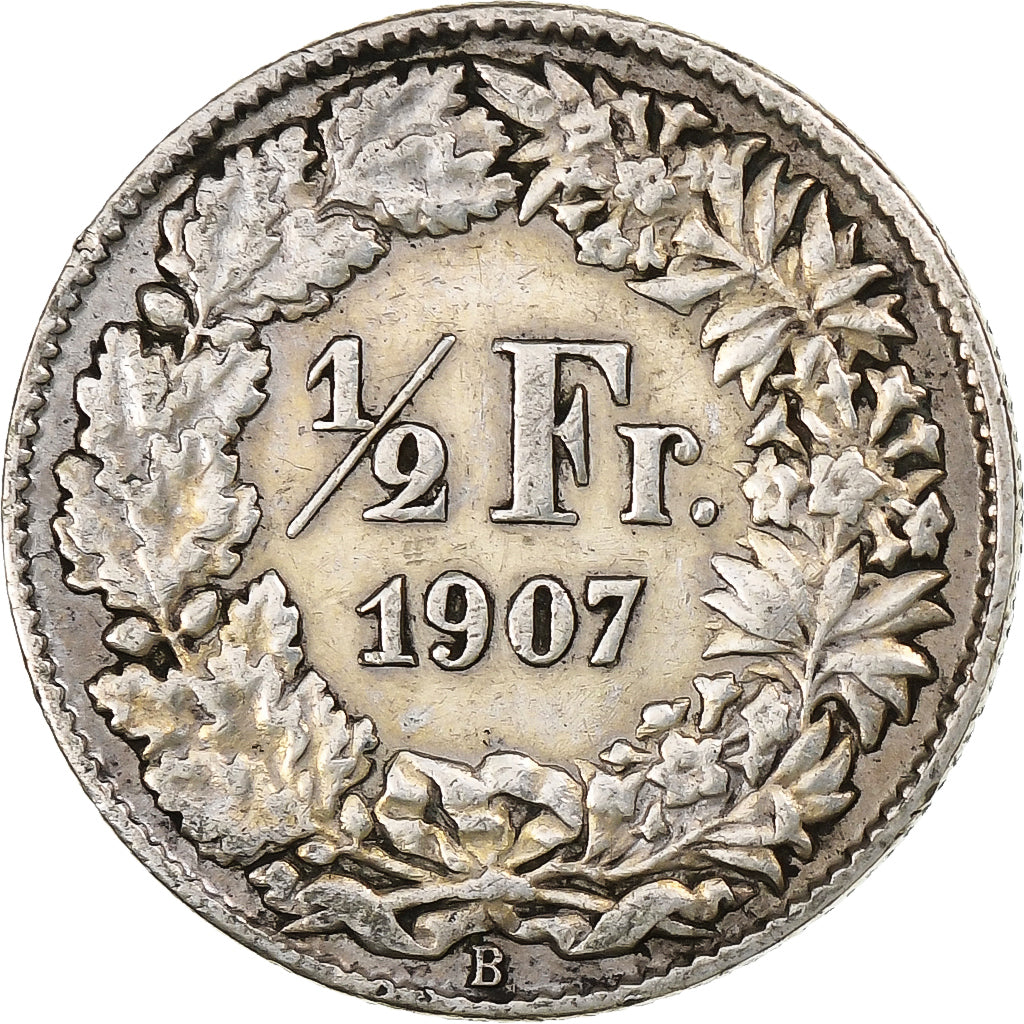 Switzerland, 1/2 Franc, 1907, Bern, Silver, AU(55-58), KM:23
