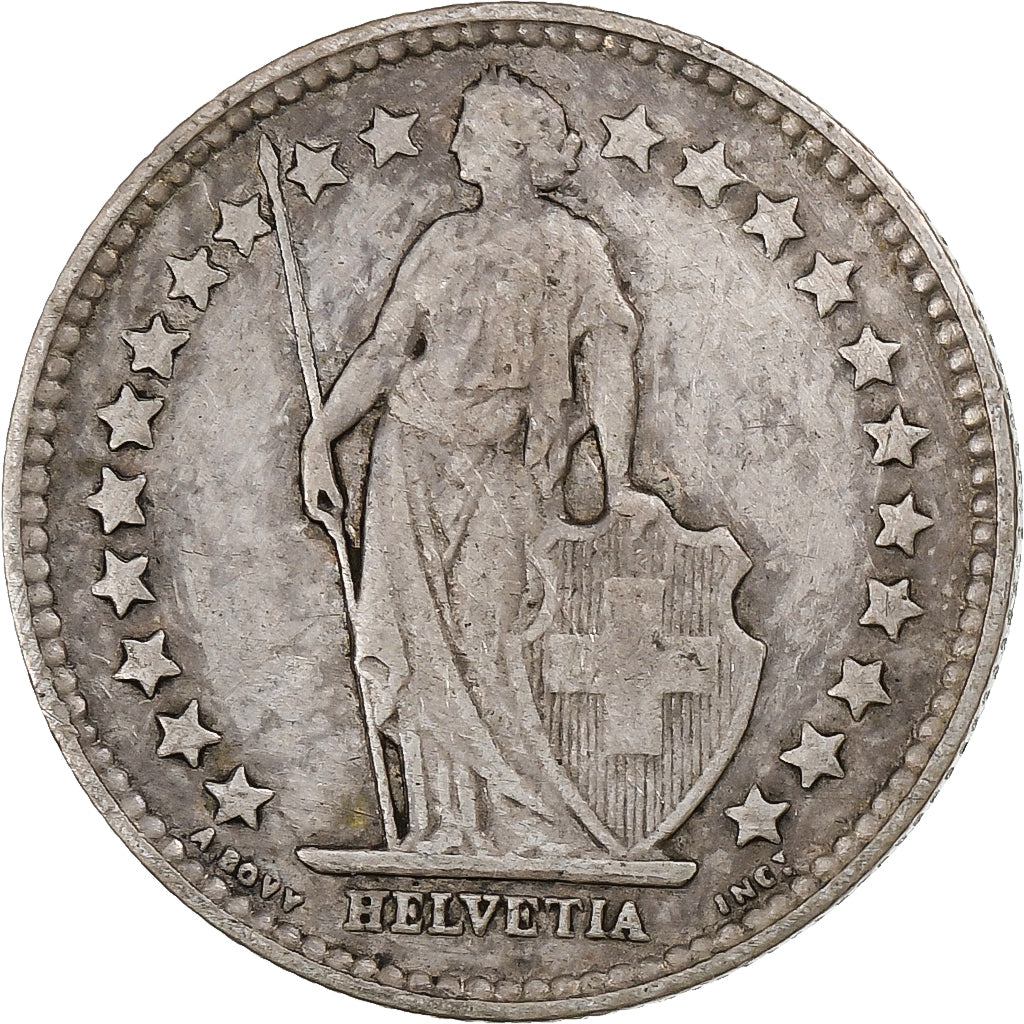 Suiza, 1/2 Franc, 1909, Bern, Plata, BC+, KM:23