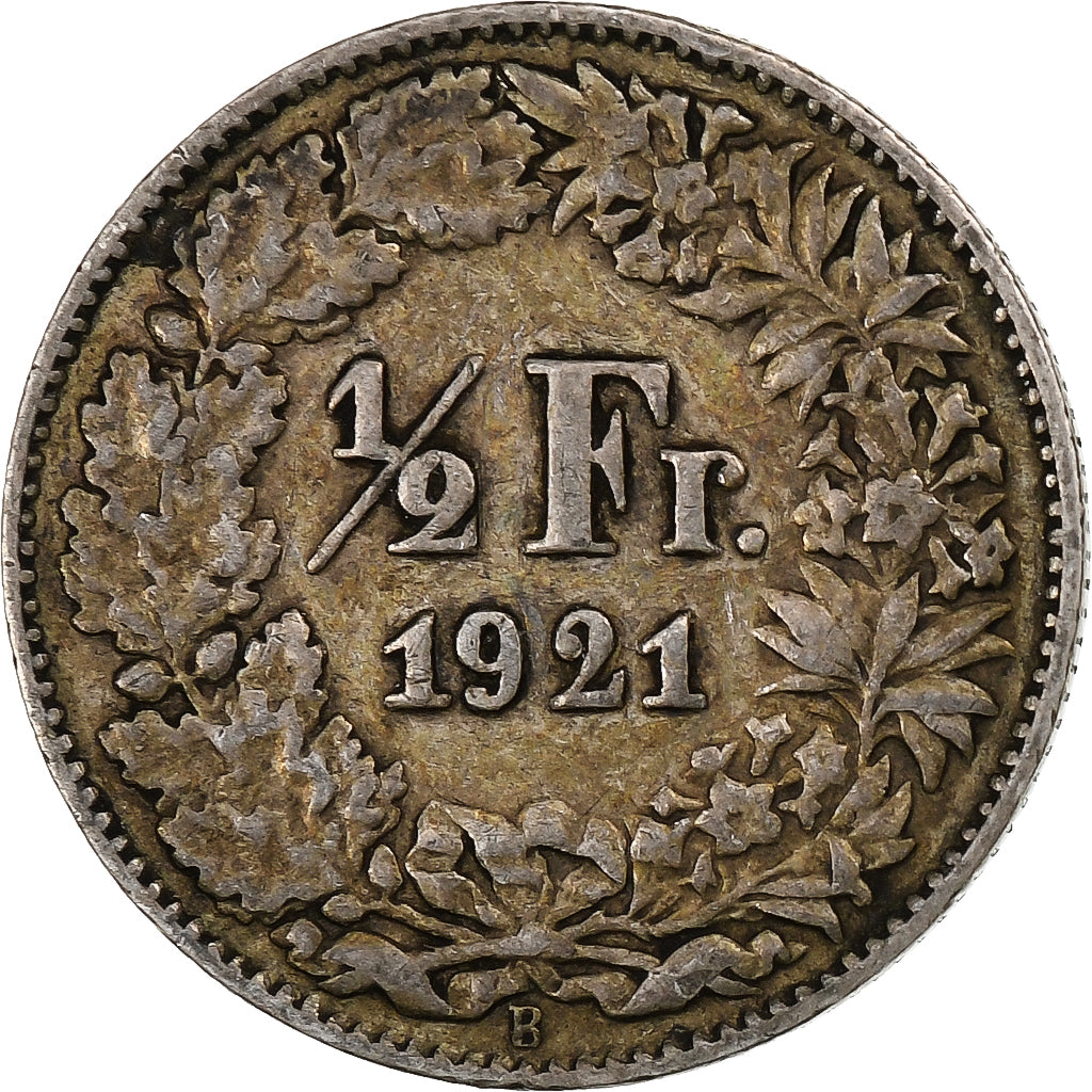 Switzerland, 1/2 Franc, 1921, Bern, Silver, VF(30-35), KM:23