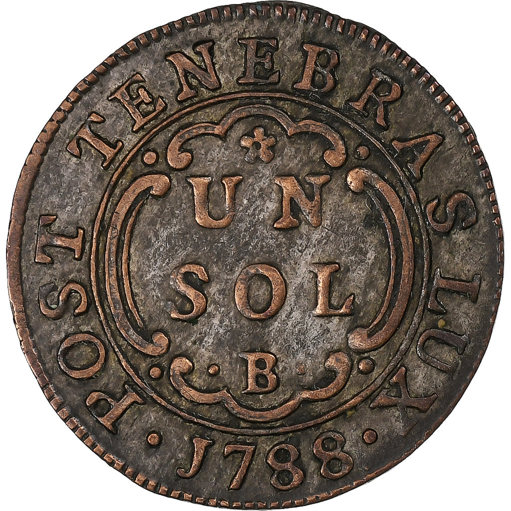 SWISS CANTONS, GENEVA, Sol, 1788, Billon, EF(40-45), KM:87
