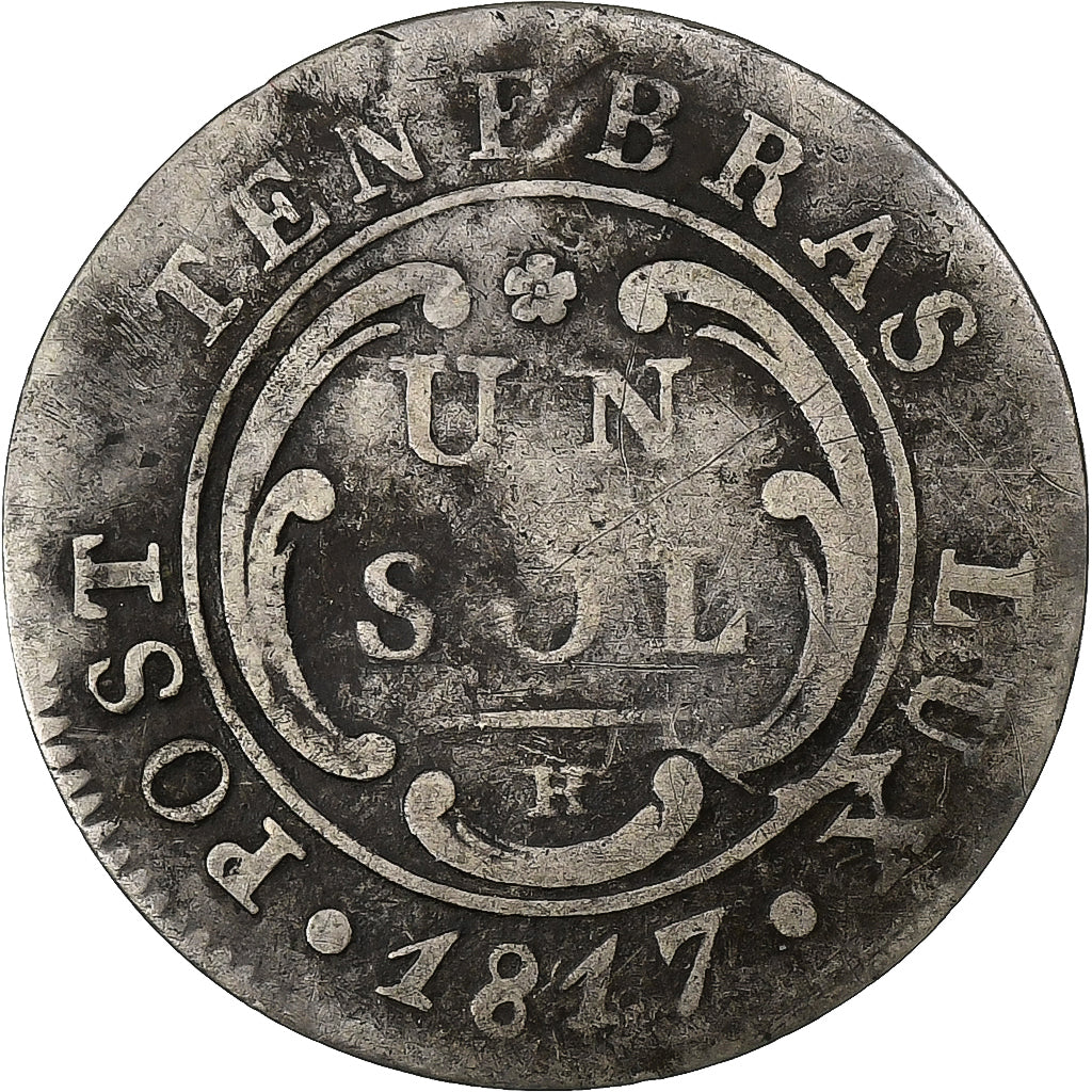 CANTONES SUIZOS, GENEVA, Sol, 1817, Vellón, BC+, KM:116