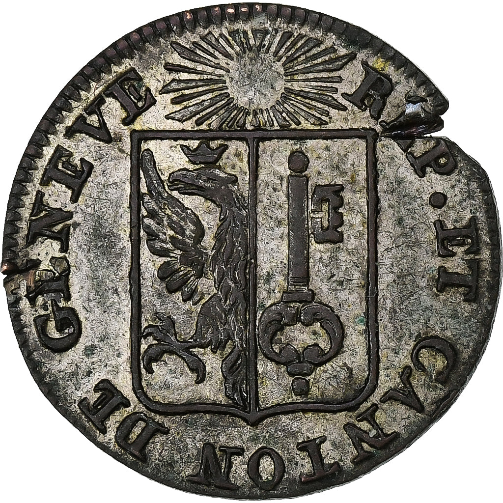 CANTONES SUIZOS, GENEVA, Sol, 1833, Vellón, BC+, KM:120