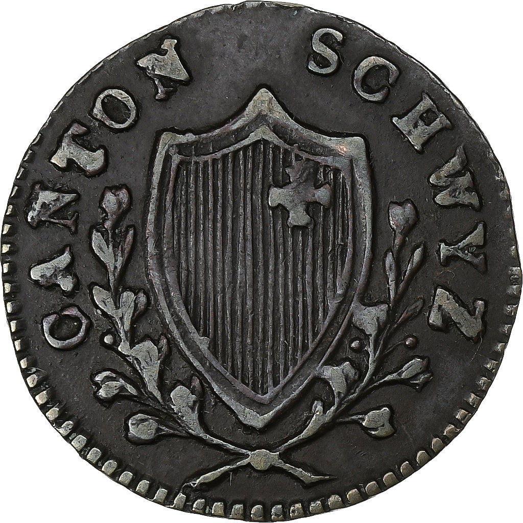 SWISS CANTONS, SCHWYZ, 2 Rappen, 1813, Bern, Billon, EF(40-45), KM:62