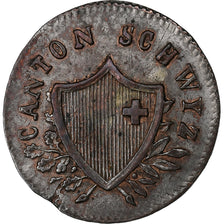 SWISS CANTONS, SCHWYZ, 2 Rappen, 1845, Bern, Billon, AU(50-53), KM:62