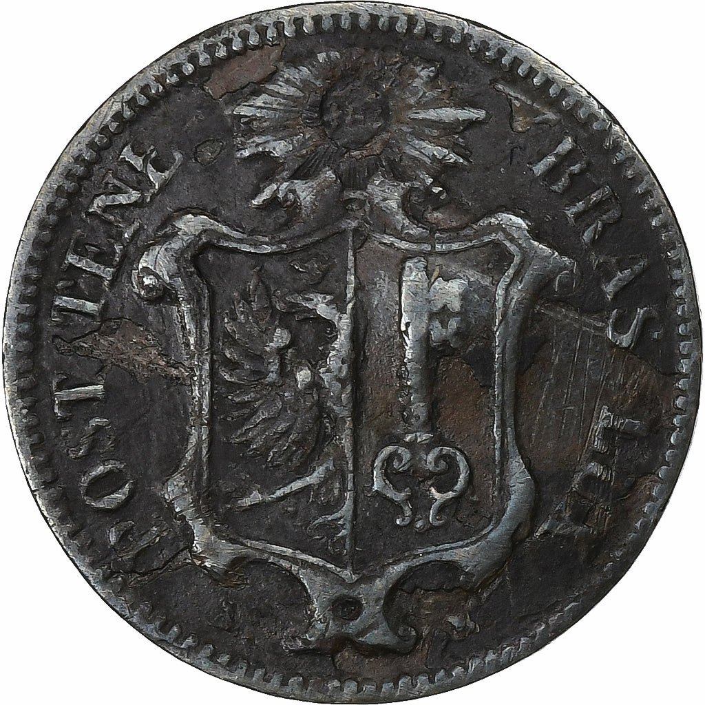 SWISS CANTONS, GENEVA, 1 Centime, 1847, Bern, Copper, VF(30-35), KM:132