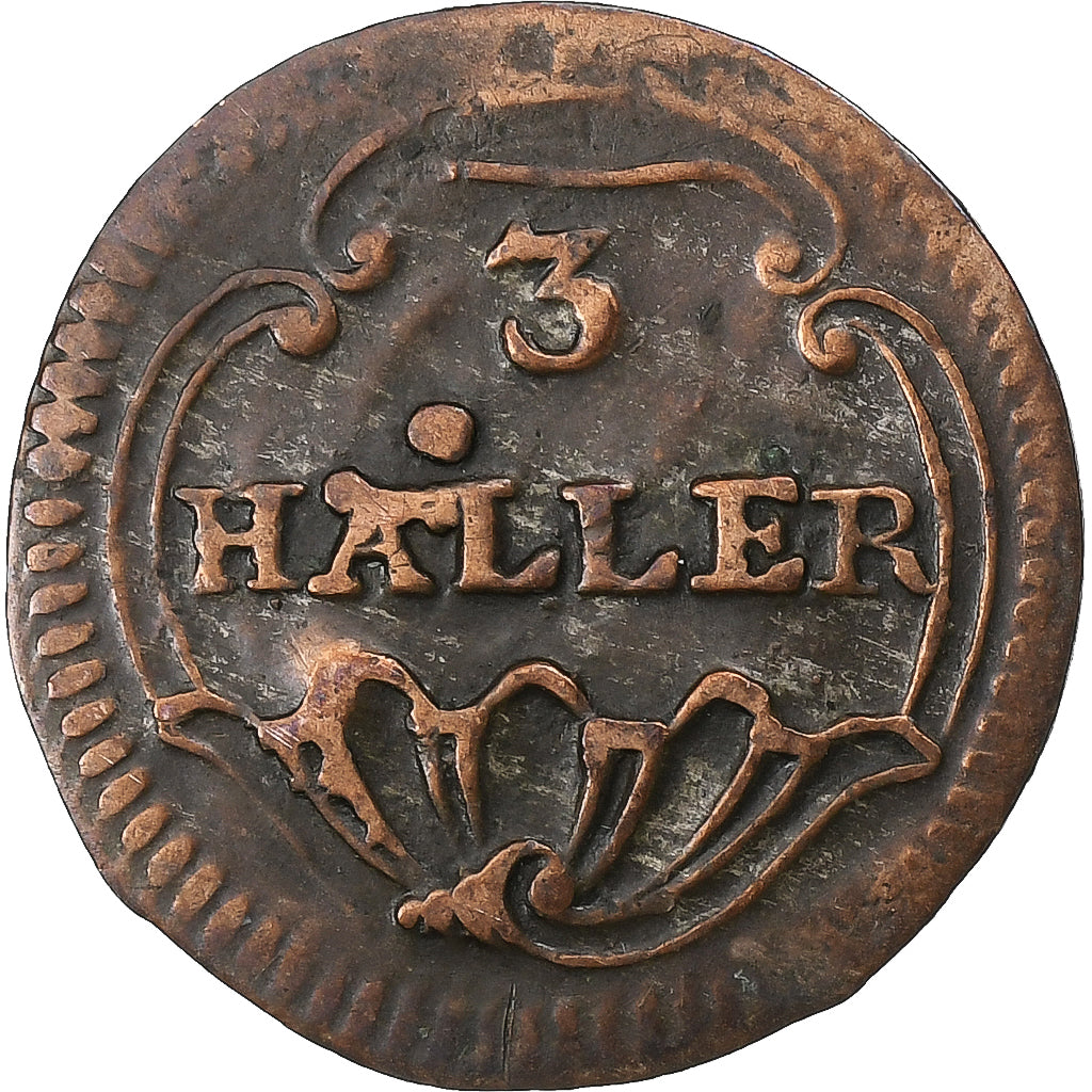 SWISS CANTONS, ZURICH, 3 Heller, 1827-1841, Billon, VF(20-25), KM:180