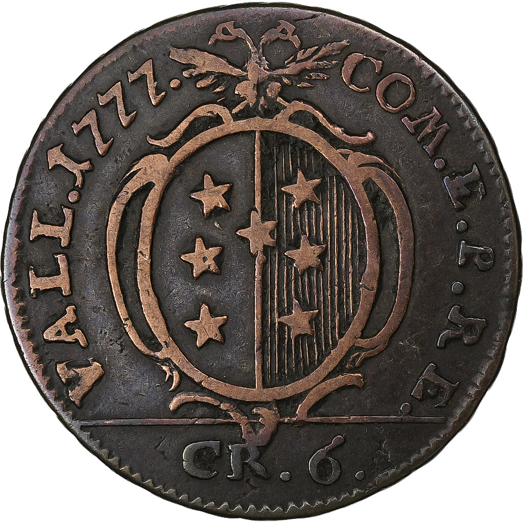 CANTONES SUIZOS, Évêché de Sion (Valais), Franz Friedrich, 6 Kreuzer, 1777