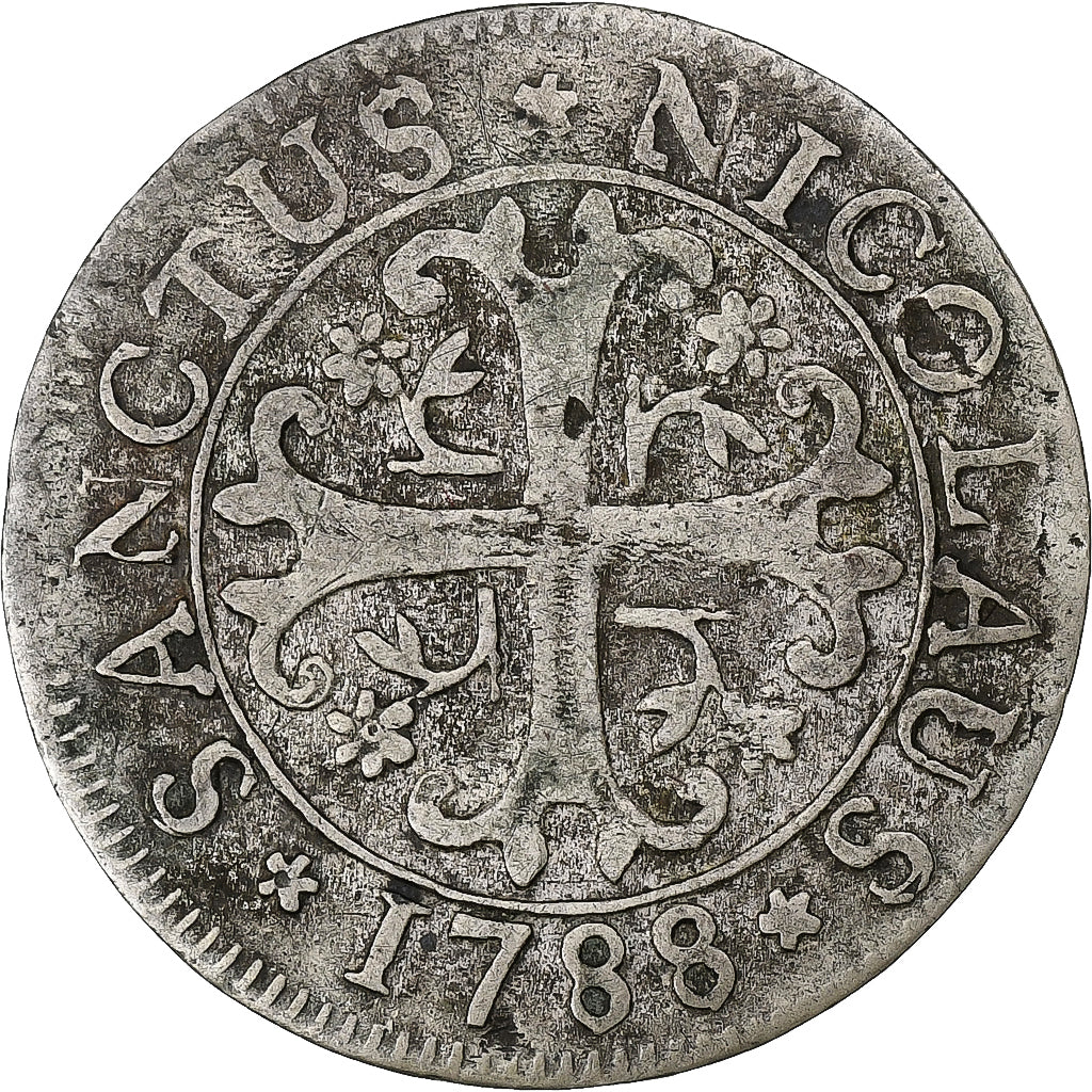 CANTONES SUIZOS, FREIBURG, 2 Kreuzer, 1788, Vellón, BC+