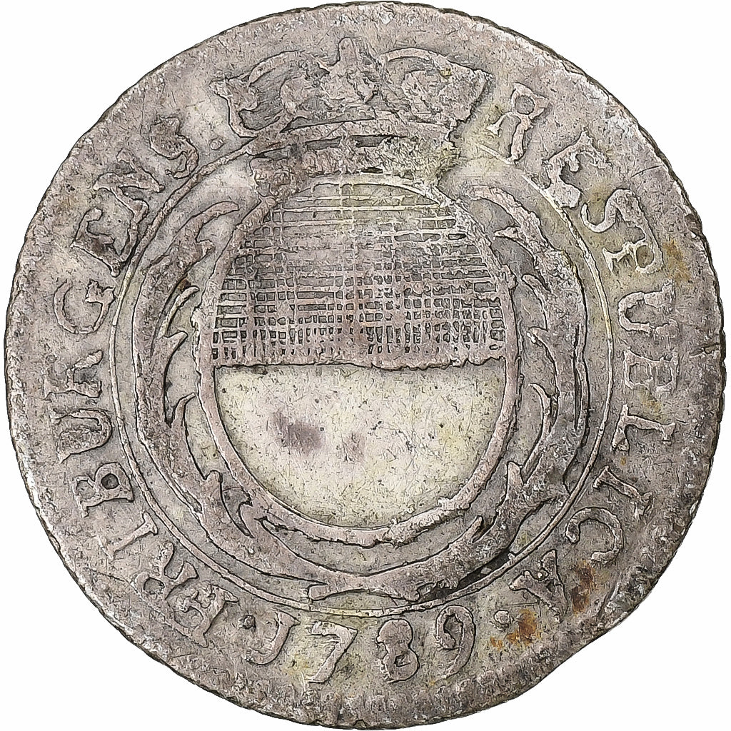 CANTONES SUIZOS, FREIBURG, 7 Kreuzer, 1789, Vellón, MBC