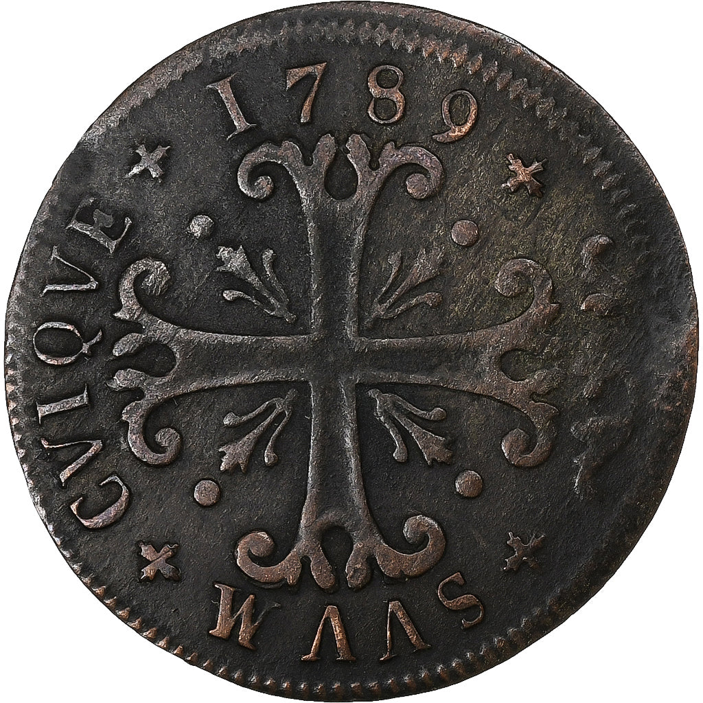 SWISS CANTONS, NEUCHATEL, 1/2 Batzen, 1789, Billon, EF(40-45)