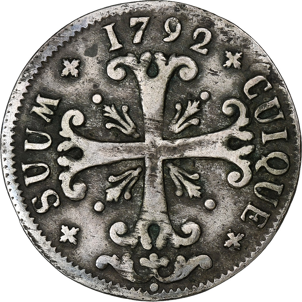 SWISS CANTONS, NEUCHATEL, 1/2 Batzen, 1792, Billon, VF(30-35)