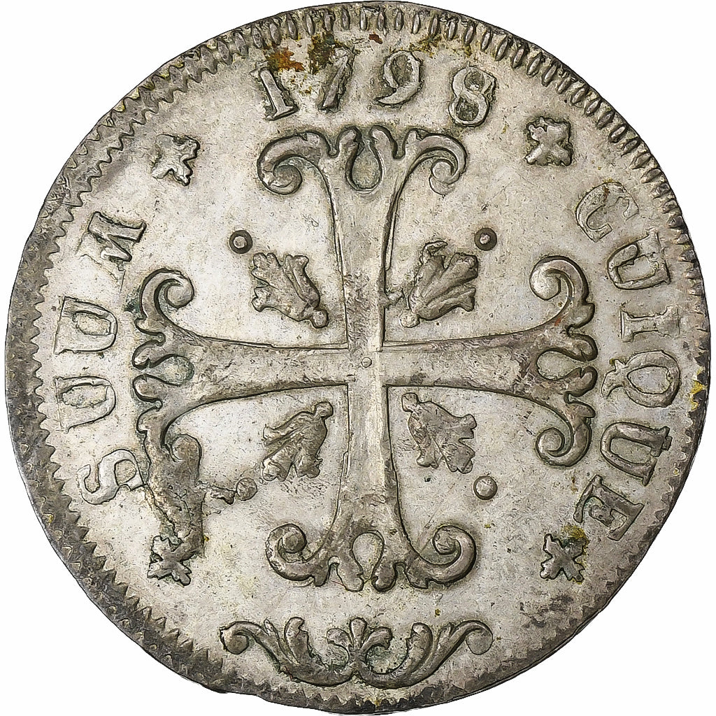 SWISS CANTONS, NEUCHATEL, 1/2 Batzen, 1798, Billon, EF(40-45)