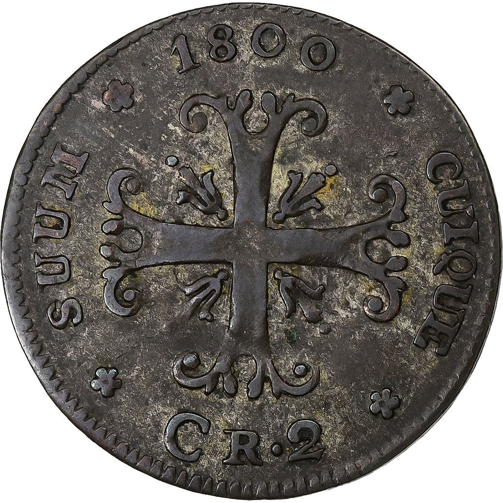 CANTONES SUIZOS, NEUCHATEL, 1/2 Batzen, 2 Kreuzer, 1800, Vellón, MBC