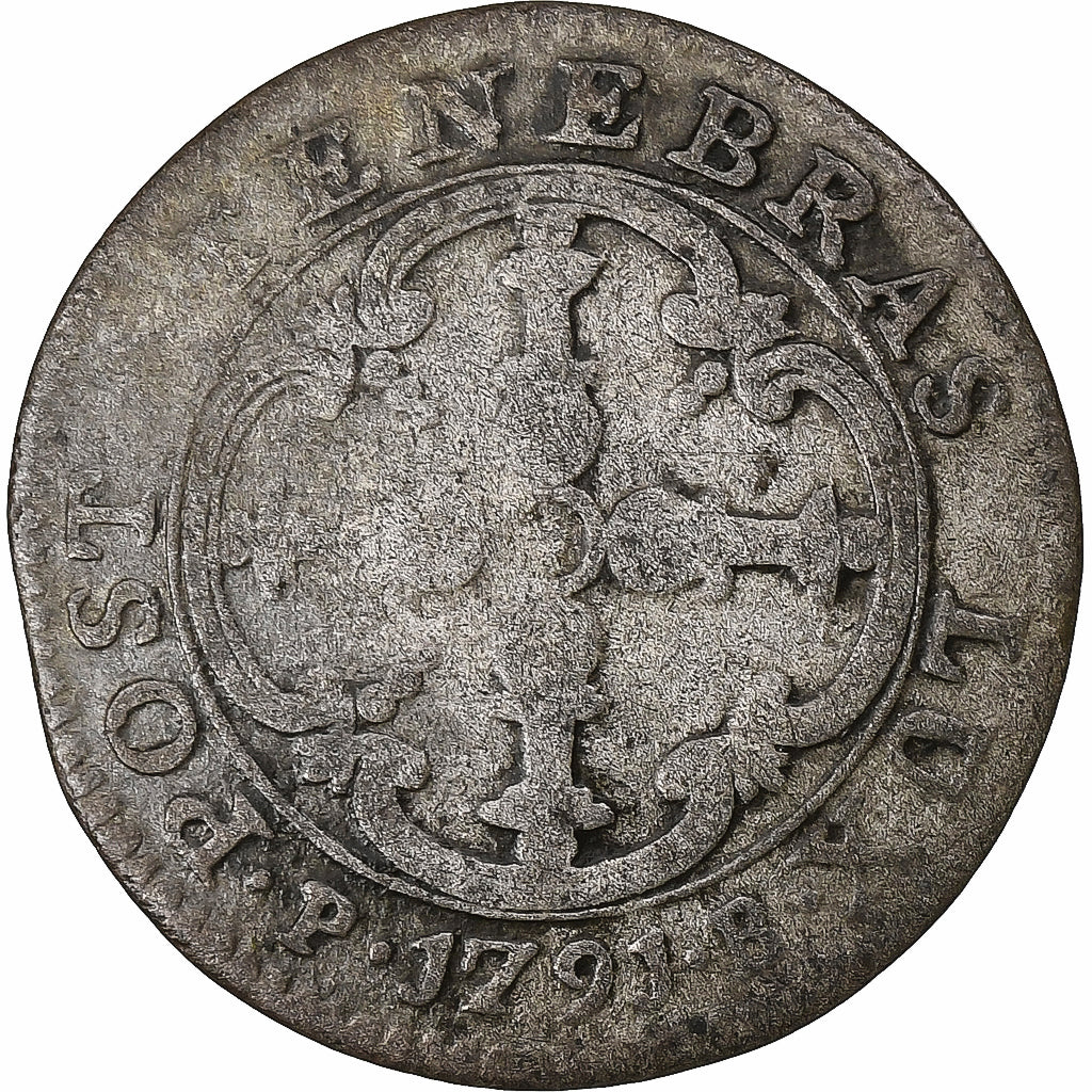Canton of Geneva, 3 Sols, 1791, Bern, Vellón, BC+
