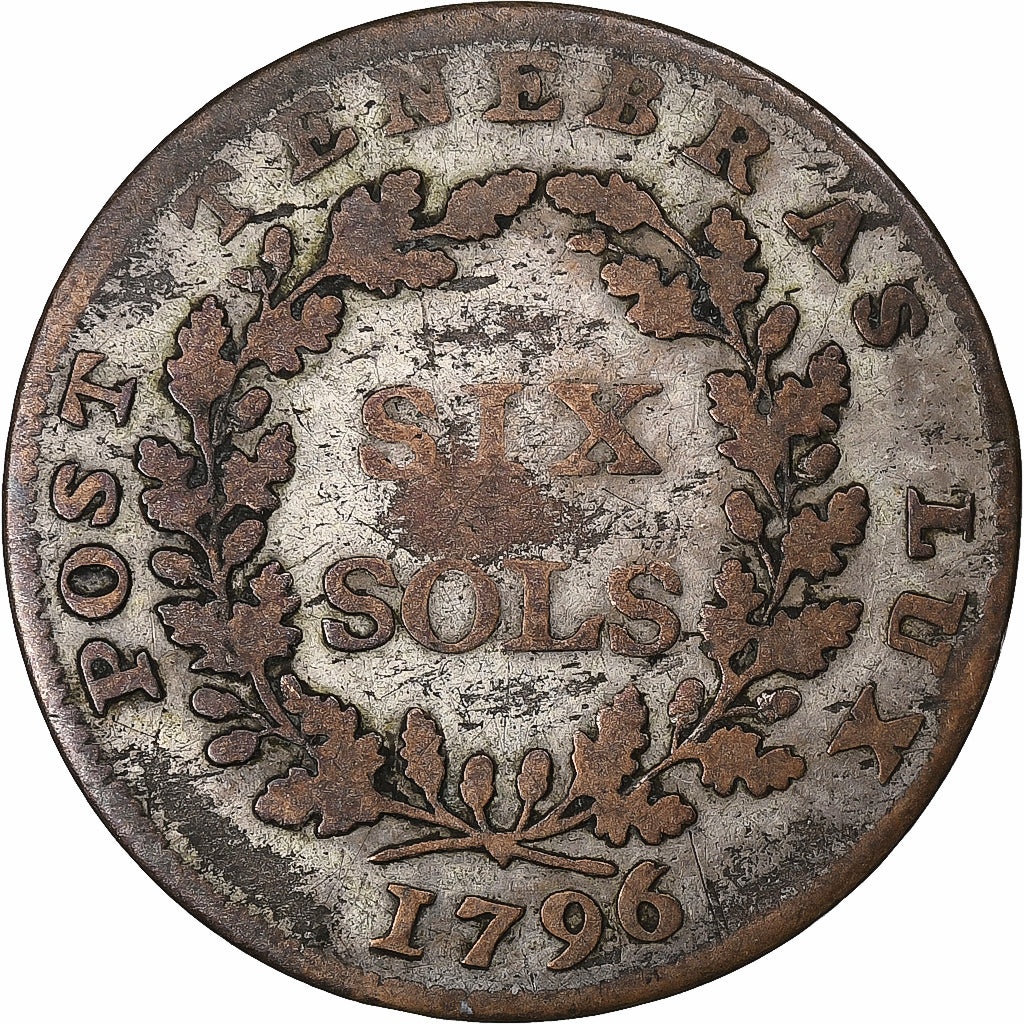 CANTONES SUIZOS, GENEVA, 6 Sols, 1726, Bern, Vellón, BC