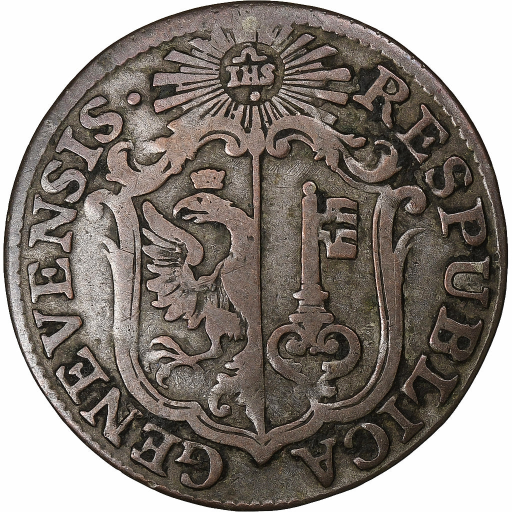 CANTONES SUIZOS, GENEVA, 6 Sols, 1791, Bern, Vellón, BC+