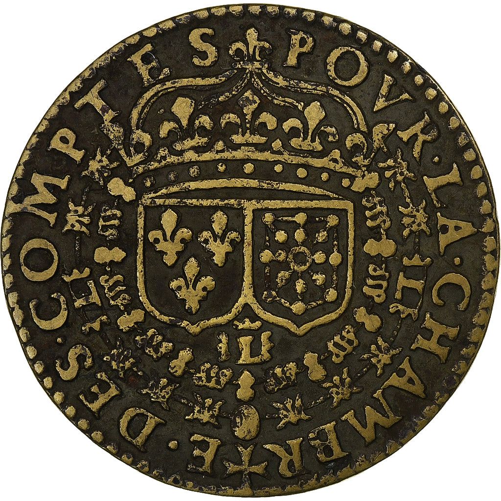 France, Token, Louis XIII, Pour la Chambre des Comptes, Brass, EF(40-45)