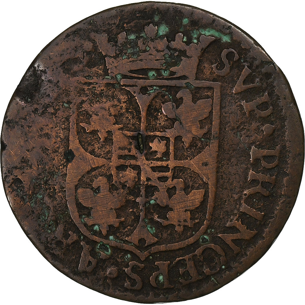 França, Charles de Gonzague, Liard, 1609, Charleville, Bronze, F(12-15)