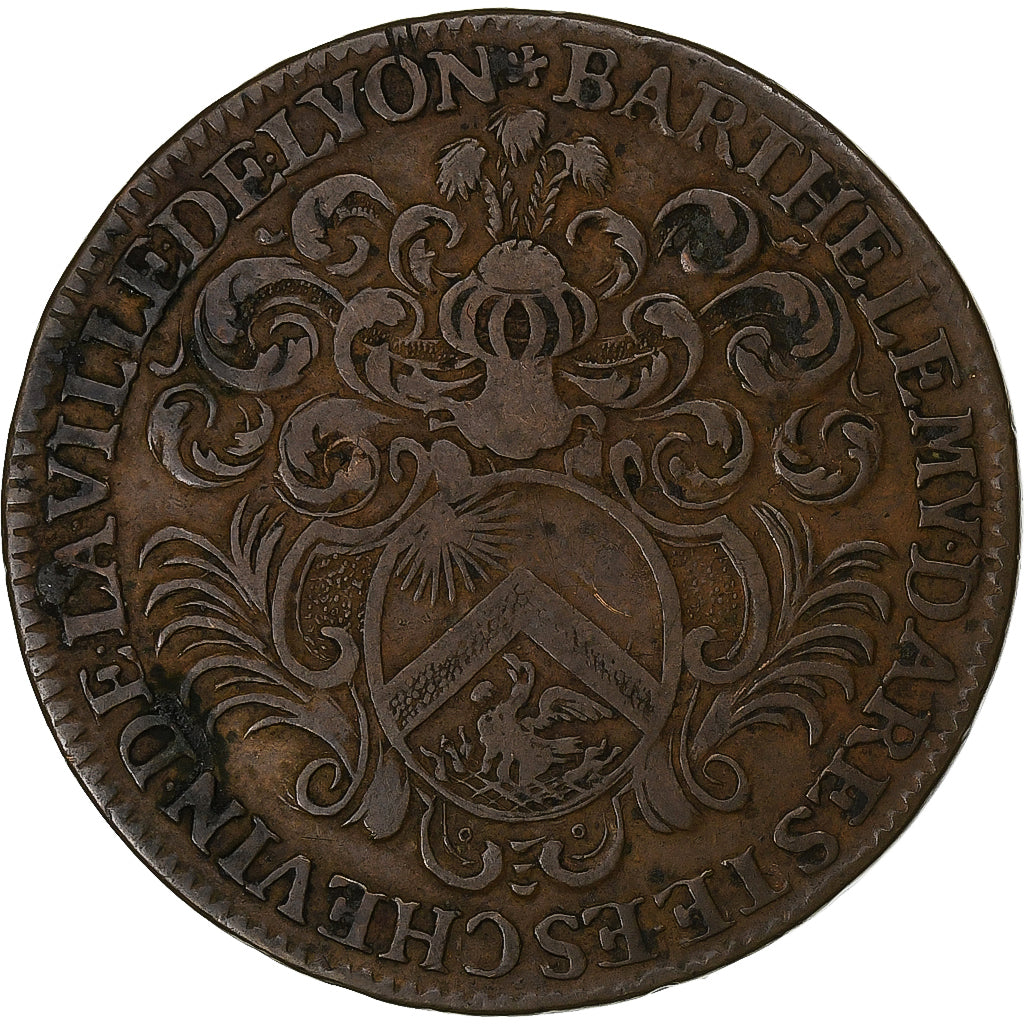 France, Token, Échevins de Lyon, Barthélemy Dareste, 1692, Copper Plated