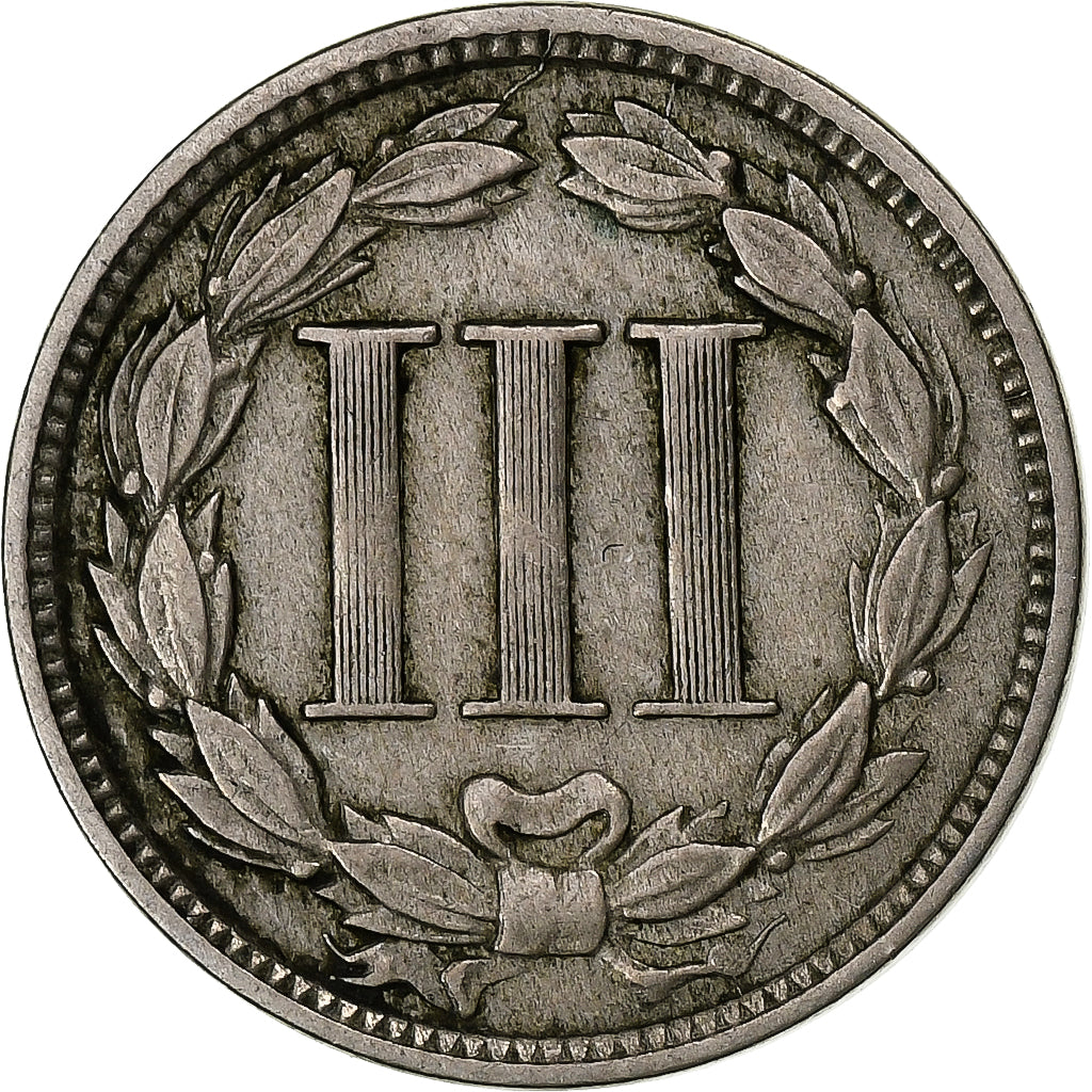 Stati Uniti, Nickel 3 Cents, 1869, Philadelphia, Rame-nichel, BB+, KM:95