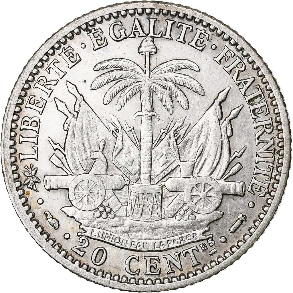 Haiti, 20 Centimes, 1894, Paris, Silver, AU(55-58), KM:45