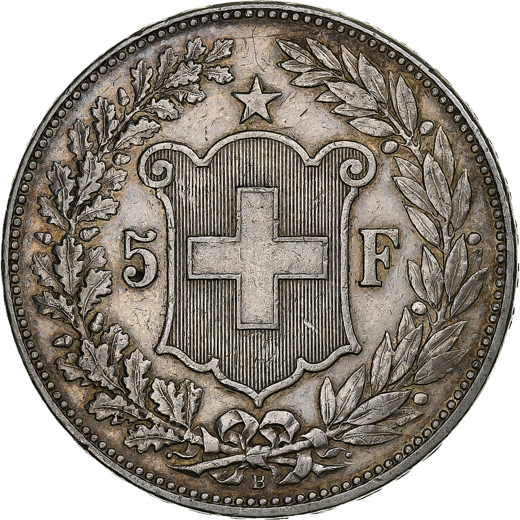 Switzerland, 5 Francs, Helvetia, 1907, Bern, Silver, AU(50-53), KM:34