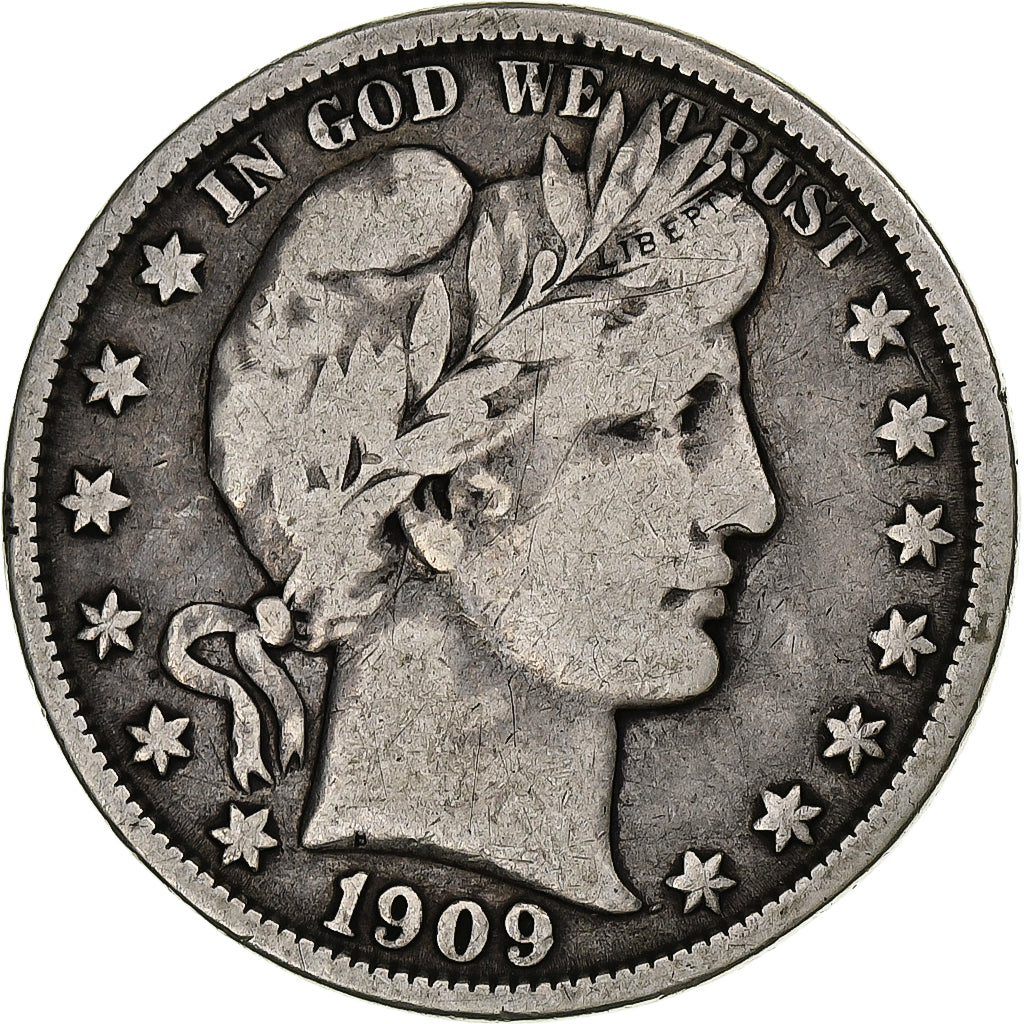 États-Unis, Half Dollar, Barber, 1909, New Orleans, Argent, TB, KM:116