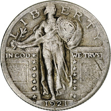 États-Unis, Standing Liberty Quarter, 1921, Philadelphie, Argent, TB+, KM:145