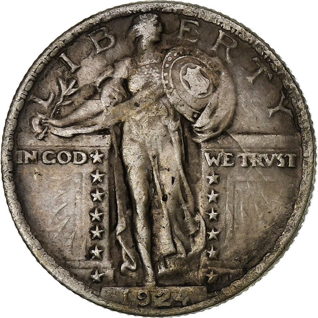 United States, Standing Liberty Quarter, 1924, Philadelphia, Silver, VF(30-35)