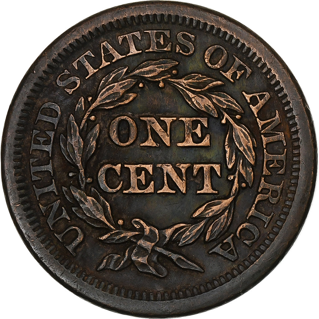 United States, Braided Hair Cent, 1853, Philadelphia, Copper, AU(55-58), KM:67