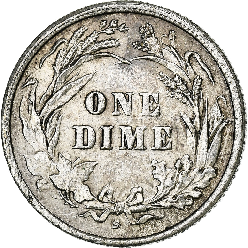 United States, Dime, Barber, 1912, San Francisco, Silver, VF(30-35), KM:113