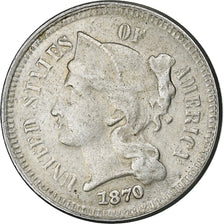 United States, Nickel 3 Cents, 1870, Philadelphia, Nickel, VF(20-25), KM:95