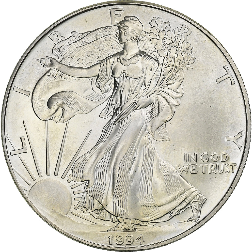 United States, 1 Dollar, 1 Oz, Silver Eagle, 1994, Philadelphia, Silver, MS(63)
