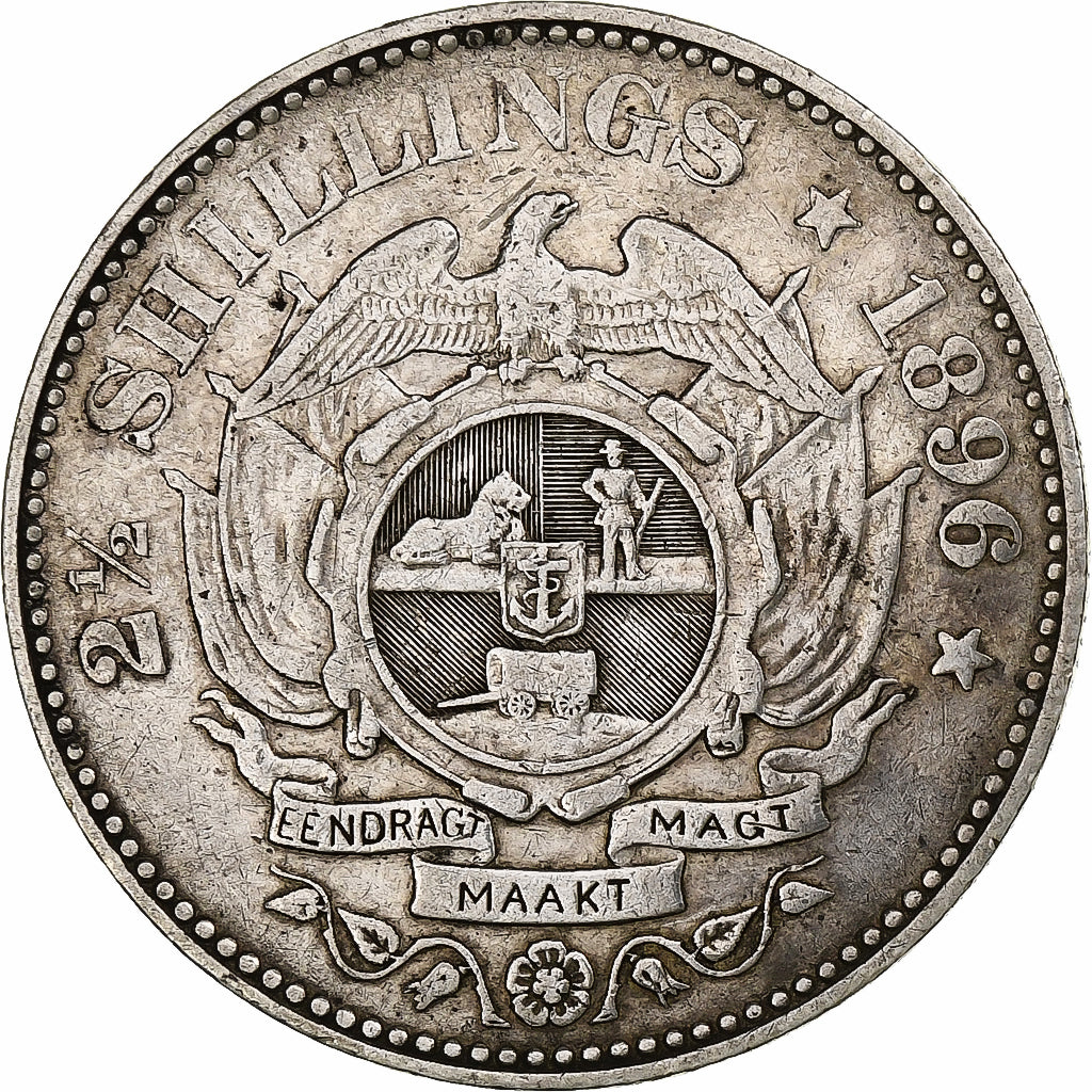 South Africa, 2-1/2 Shillings, 1896, Pretoria, Silver, EF(40-45), KM:7