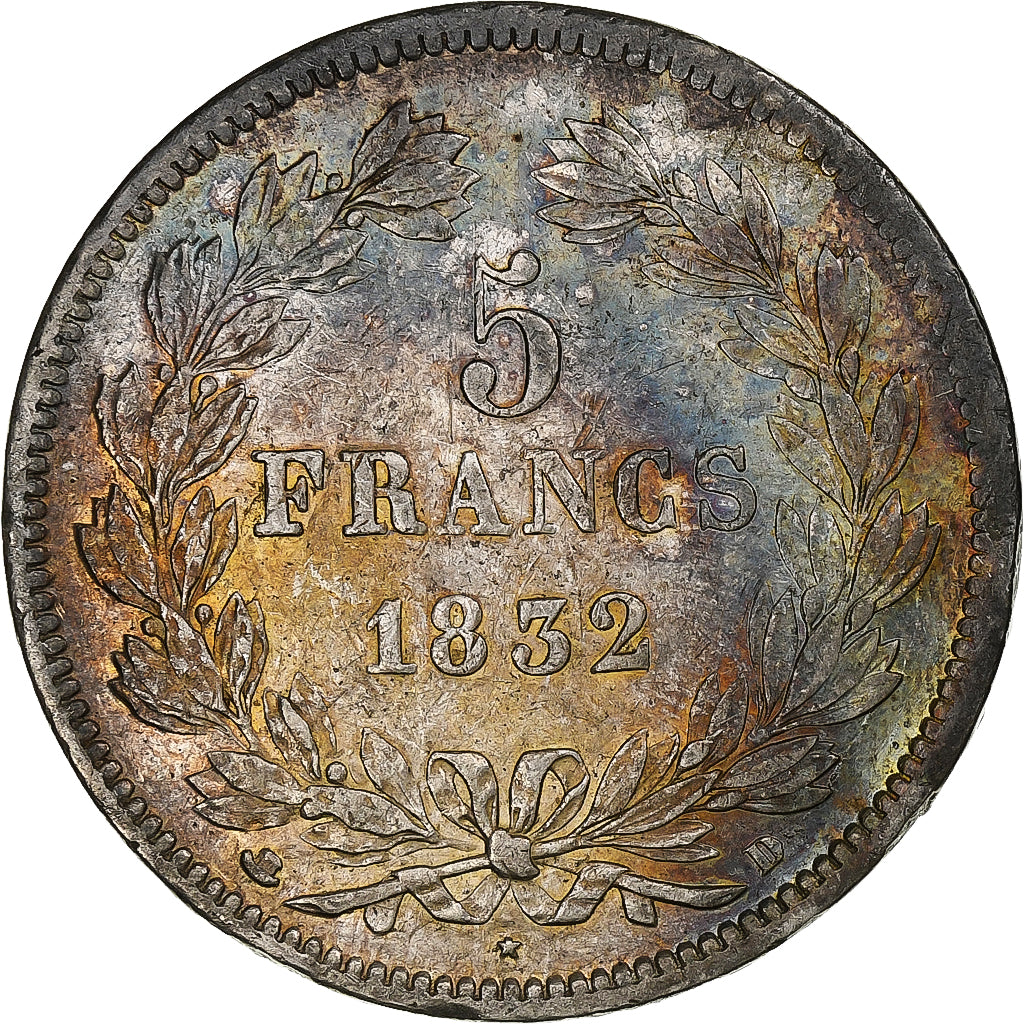 Francia, Louis-Philippe, 5 Francs, 1832, Lyon, Plata, MBC+, Gadoury:678
