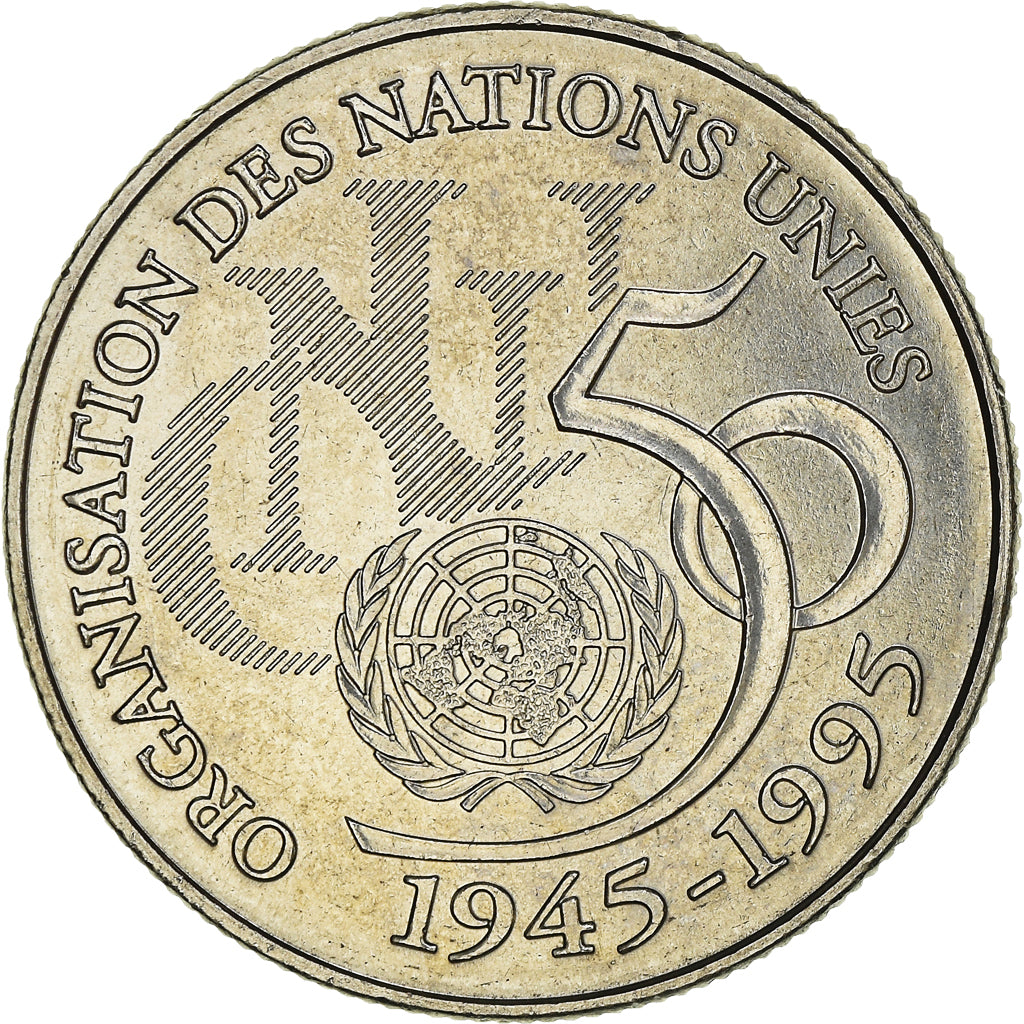Moneda, Francia, ONU, 5 Francs, 1995, Pessac, FDC, Cuproníquel, Gadoury:776, Le