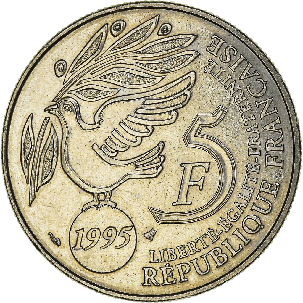 Moneda, Francia, ONU, 5 Francs, 1995, Pessac, FDC, Cuproníquel, Gadoury:776, Le