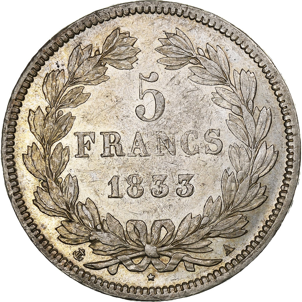 Francia, Louis-Philippe, 5 Francs, 1833, Paris, Argento, BB+, Gadoury:678