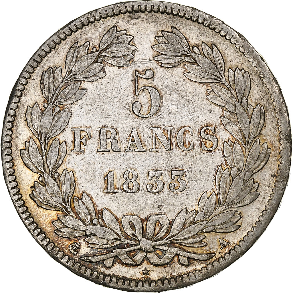 Francia, Louis-Philippe, 5 Francs, 1833, Paris, Plata, MBC+, Gadoury:678