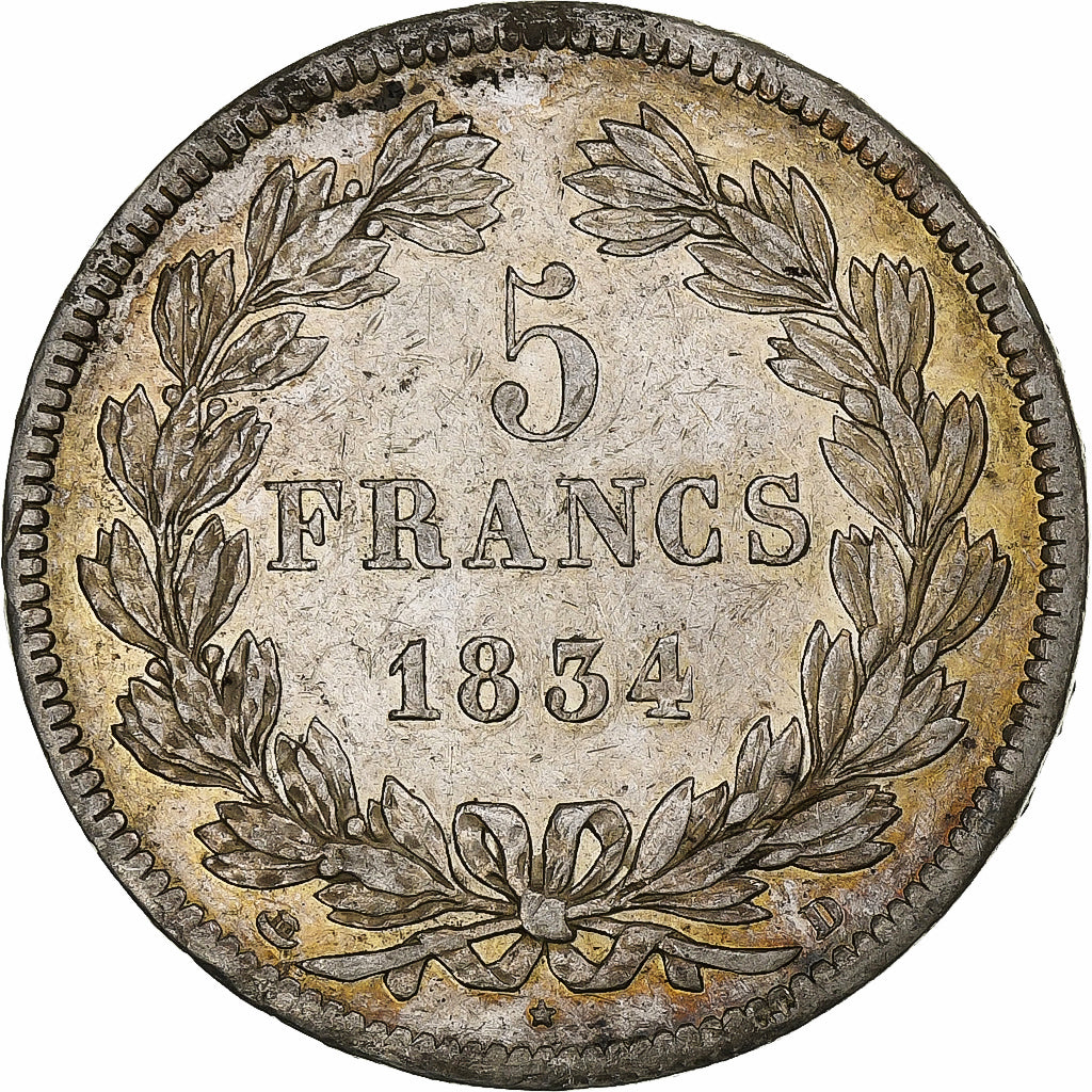 Frankreich, Louis-Philippe, 5 Francs, 1834, Lyon, Silber, SS+, Gadoury:678