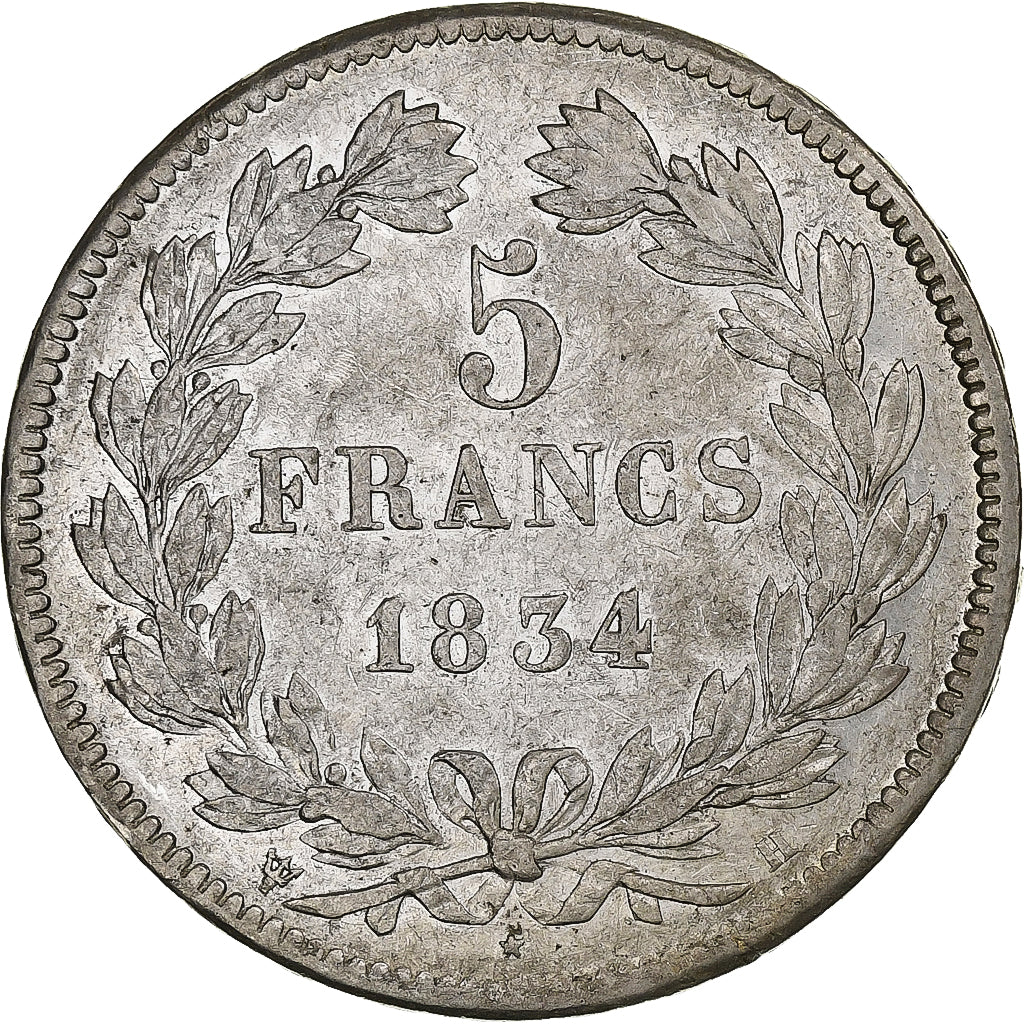 Frankreich, Louis-Philippe, 5 Francs, 1834, La Rochelle, Silber, SS+