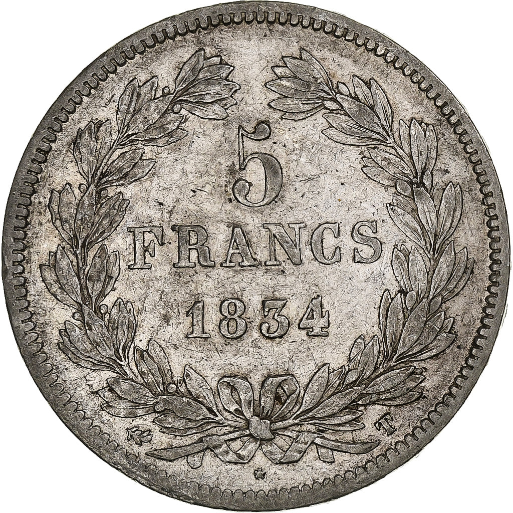 France, Louis-Philippe, 5 Francs, 1834, Nantes, Silver, AU(50-53), Gadoury:678