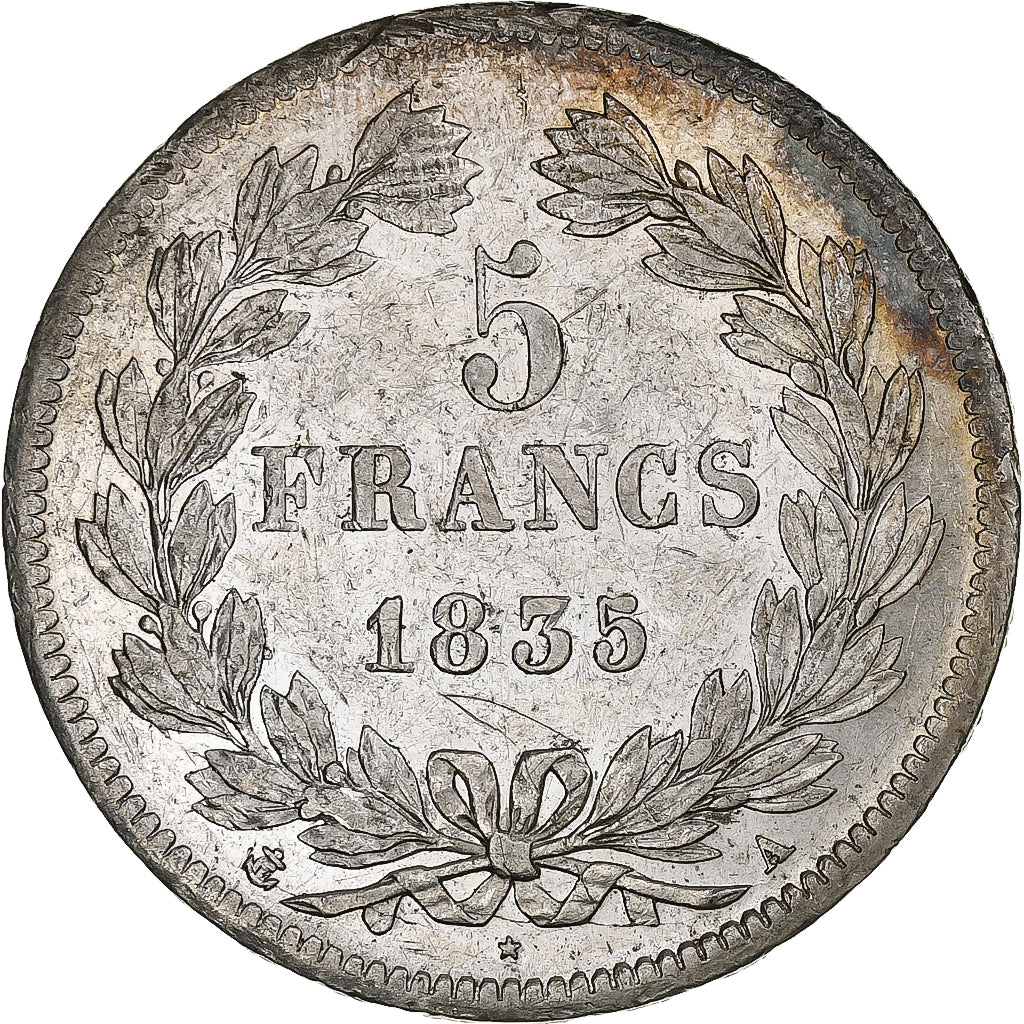 Francja, Louis-Philippe, 5 Francs, 1835, Paris, Srebro, AU(50-53), Gadoury:678