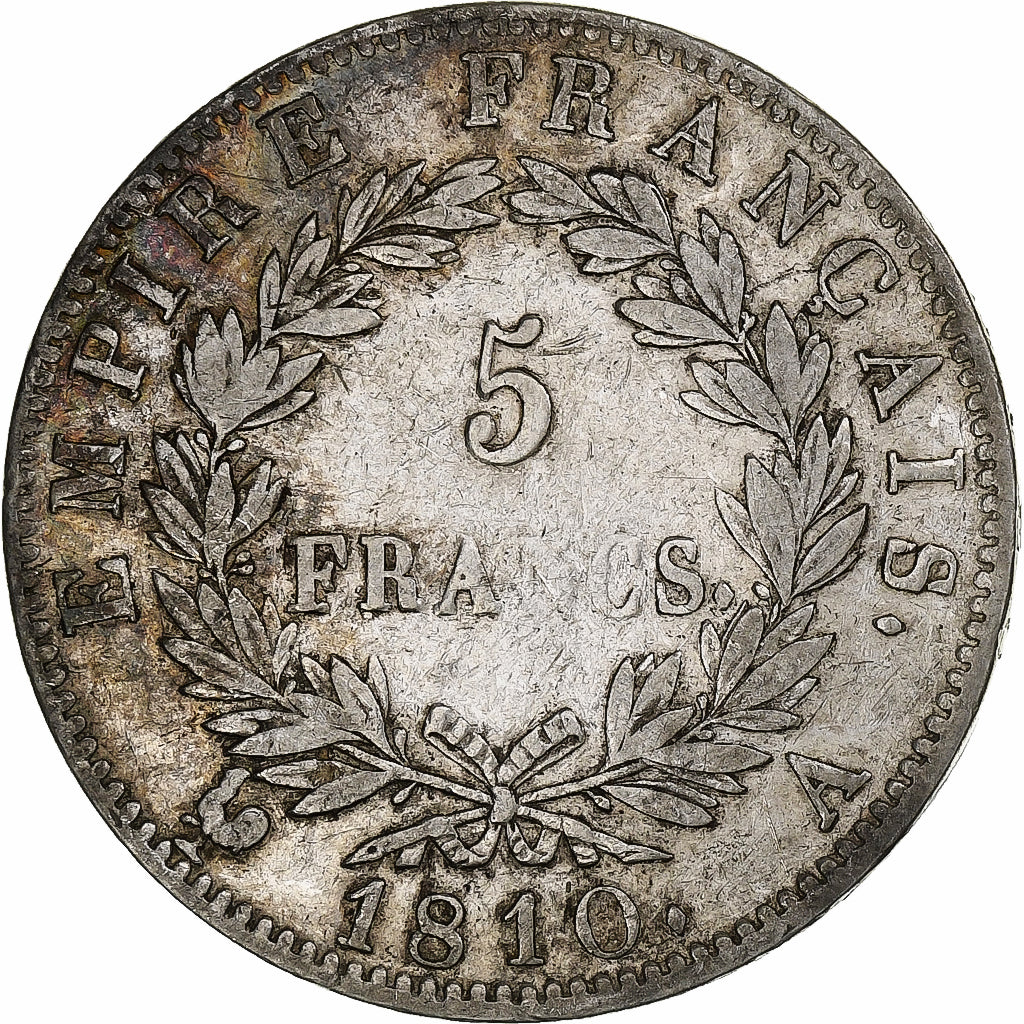 France, Napoleon I, 5 Francs, 1810, Paris, Silver, AU(50-53), Gadoury:584