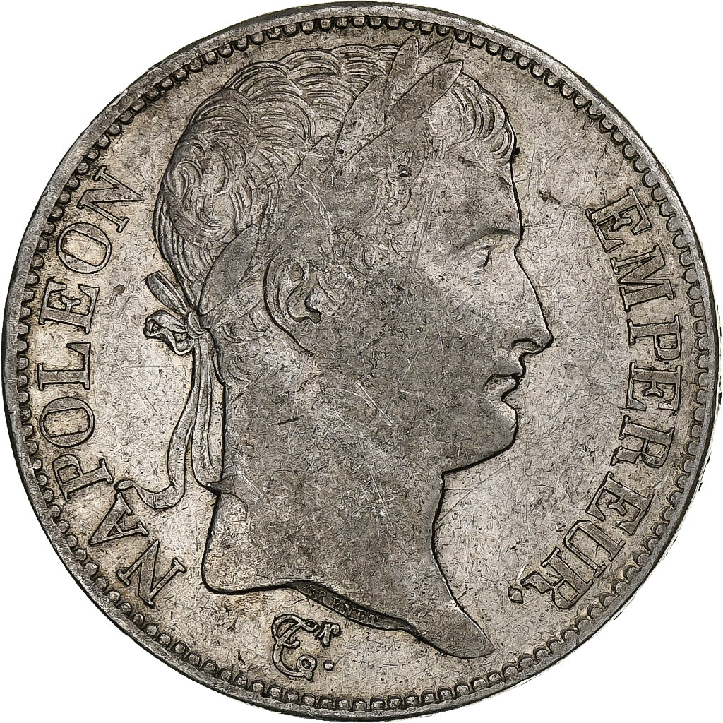 França, Napoleon I, 5 Francs, 1810, Rouen, Prata, AU(50-53), Gadoury:584