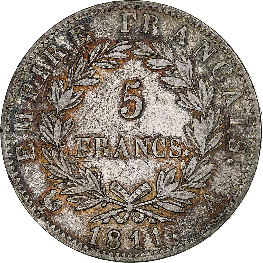 France, Napoleon I, 5 Francs, 1811, Paris, Silver, AU(50-53), Gadoury:584