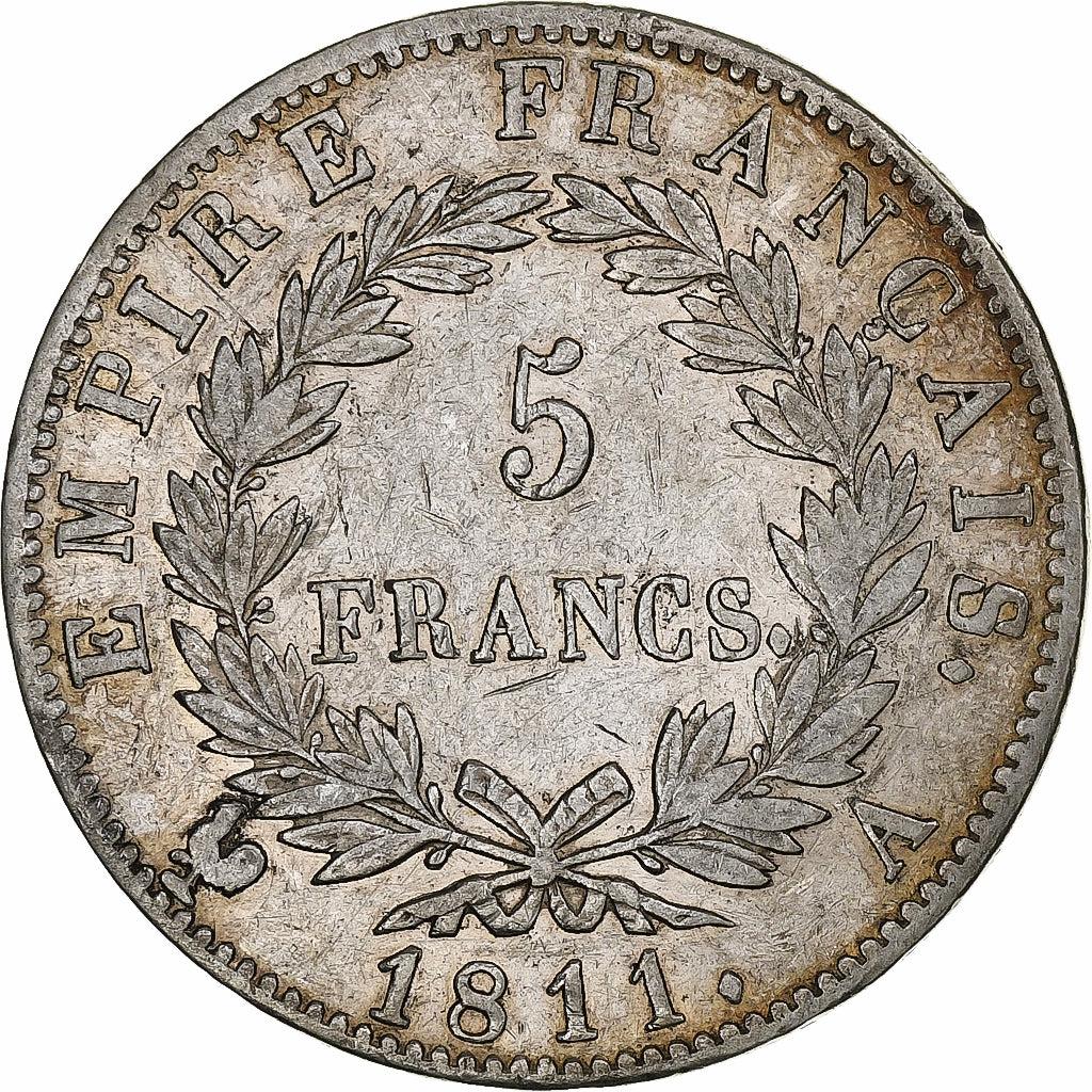 Frankrijk, Napoleon I, 5 Francs, 1811, Paris, Zilver, ZF+, Gadoury:584